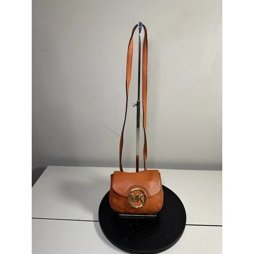 Michael Kors Orange Pebbled Leather Fulton